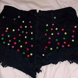 Signature 8 color studded high waisted jean shorts